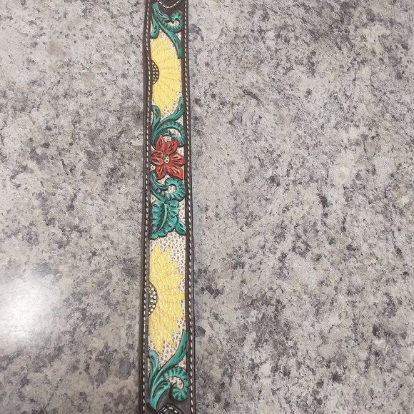 Circle Y Rising Sunflower Tooled Leather Belt